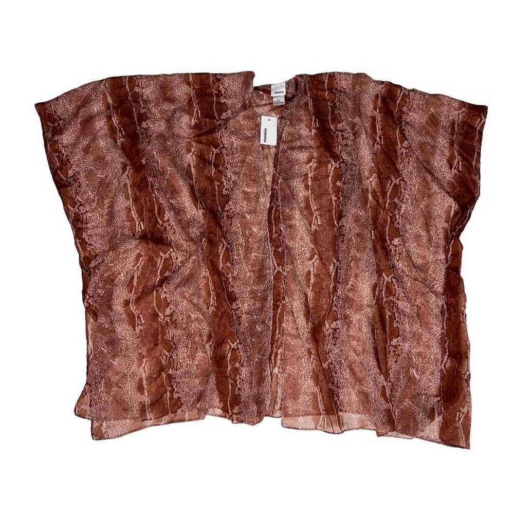 Sonoma Women's Brown Animal Print Open Front Kimono Cover-Up One Size